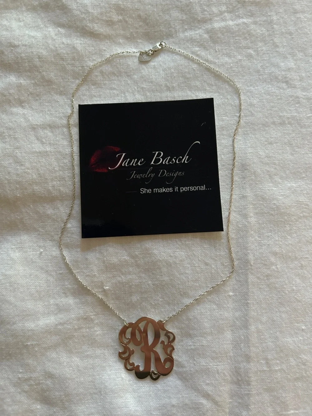Silver Monogram 'R' Necklace - Picture 1 of 3
